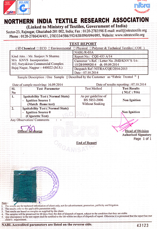Flame Retardant Test Report
