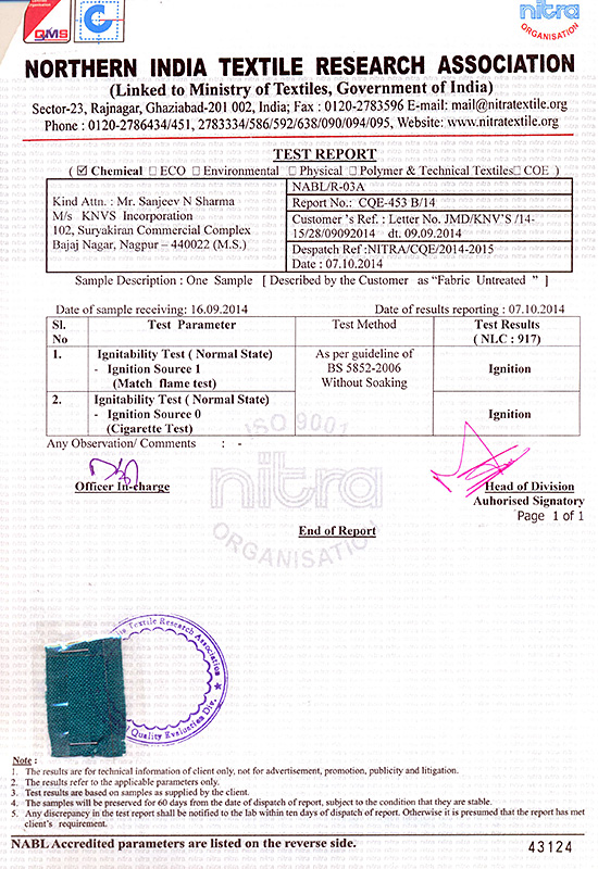 Flame Retardant Test Report