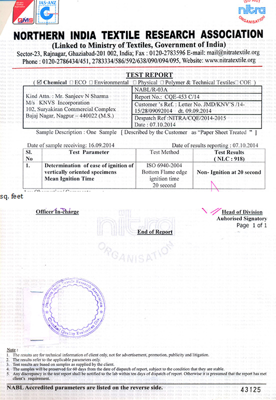 Flame Retardant Test Report
